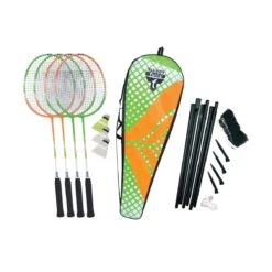 Talbot Torro Badminton Set 4-Attacker PLUS (4x Schläger, 3x Bälle, 1x Netz)