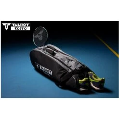 Talbot Torro Racketbag (Schlägertasche, 2 Hauptfächer, Rucksackfunktion) Schwarz/grau -Badmintonschläger Geschäft Talbot Torro Racketbag Schlaegertasche schwarz 65071 1200x1200 1