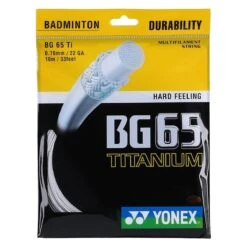 Yonex Badmintonsaite BG 65Ti (Haltbarkeit+Power) Weiss 10m Set