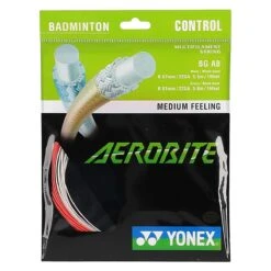 Yonex Badmintonsaite Aerobite Hybrid 0.61/0.67 Weiss/rot 10m Set
