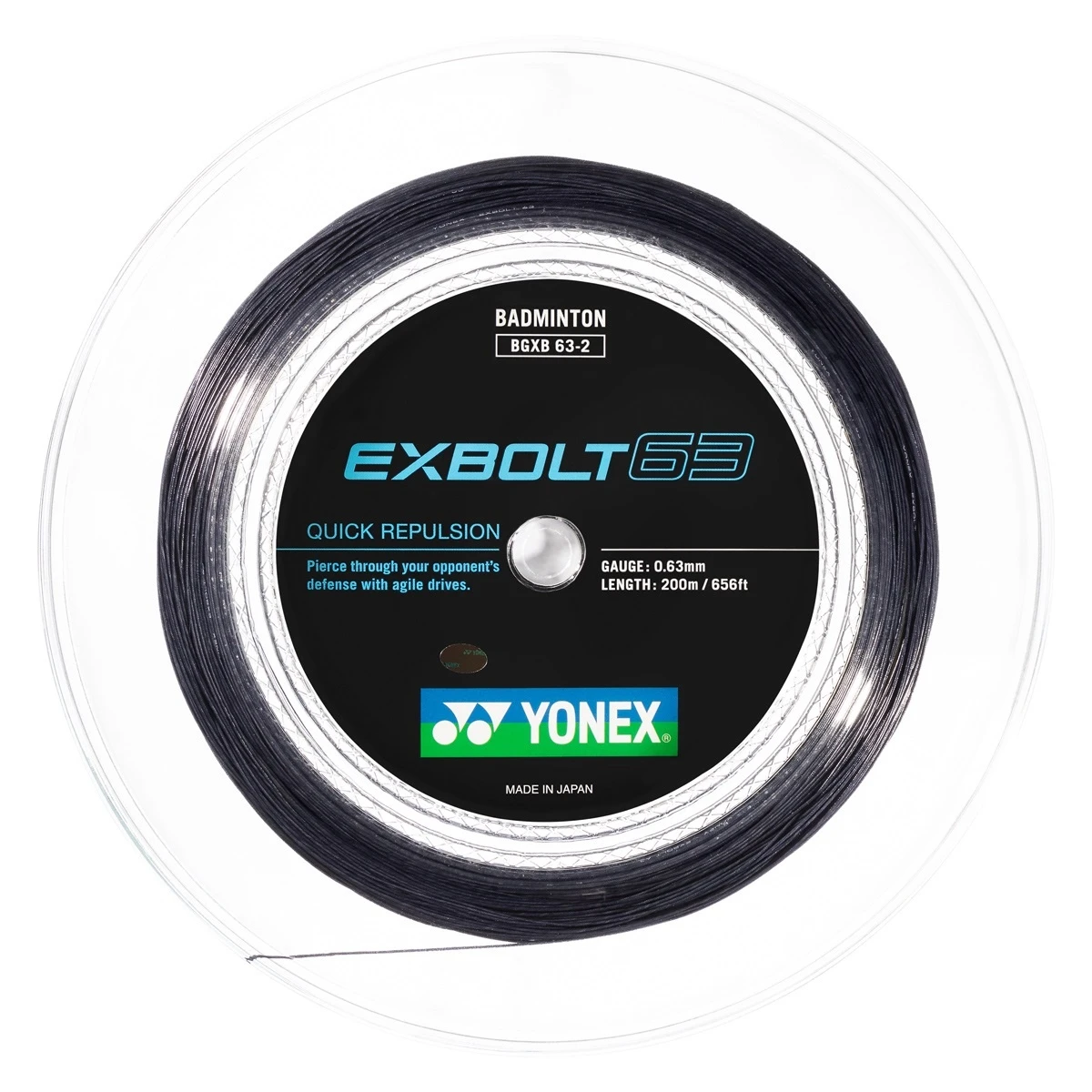 Yonex Badmintonsaite Exbolt 63 (Kontrolle) Schwarz 200m Rolle 3 Yonex Badmintonsaite Exbolt 63 (Kontrolle) Schwarz 200m Rolle