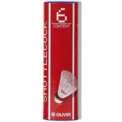Oliver Badmintonbälle Pro-Tec 5 Nylon/Korkfuß Dose Weiss 6er